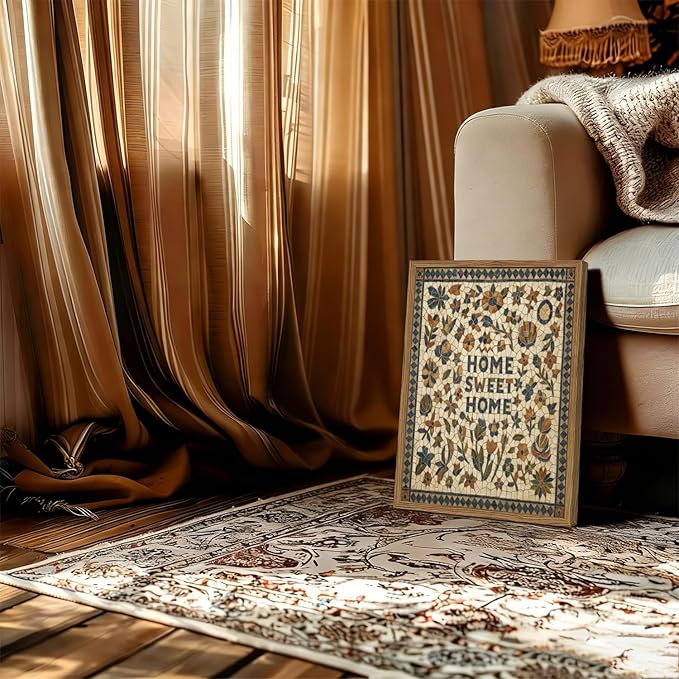 Vintage Mosaic Floral Wall Art Home Sweet Home Tile Florals Wall Decor Painting - Image 5