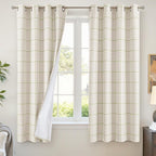 Lajode Sage Green Plaid Linen Blackout Curtains by Lajode