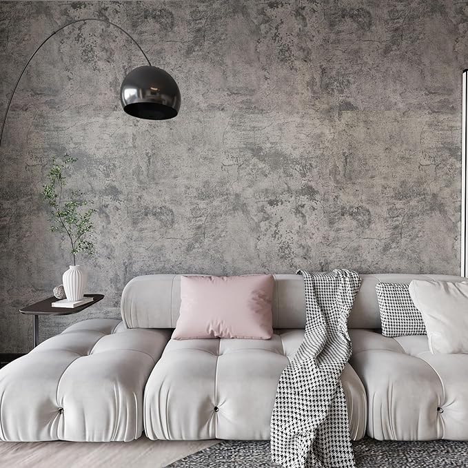 BAYYA Cement Grey Contact Paper Concrete Peel and Stick Wallpaper Industrial by BAYYAPeelandStickWallpaper