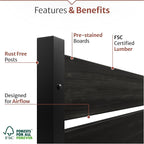 5ft H x 3.2ft W No Dig Charcoal Wood Privacy Screen, Great to Hide Trash Cans - Image 3