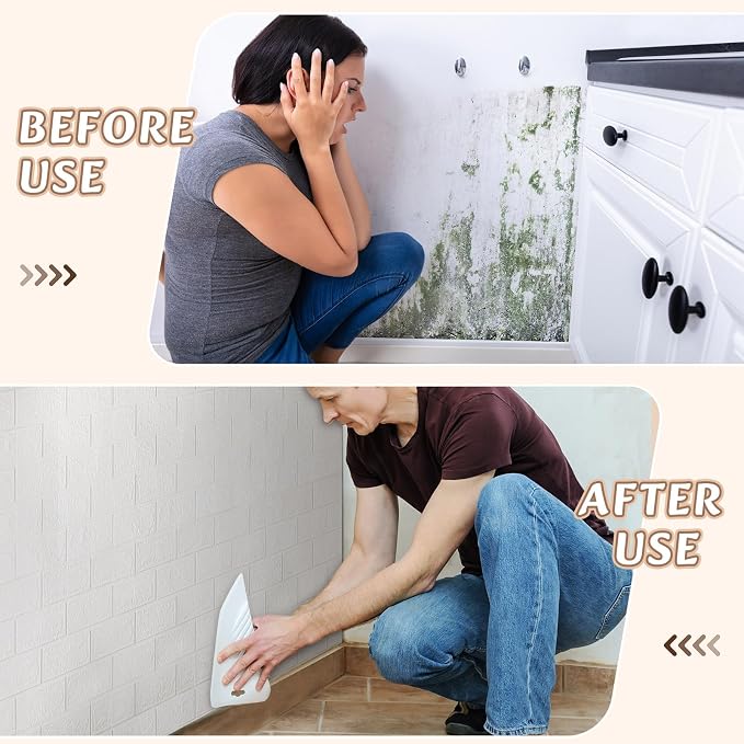 Hahafelt 1 Pcs 32 x 2.3 ft 3D Wall Panel, Faux Brick Wall Panel White Peel and - Image 4