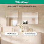 TokeShimi 60x36 Frameless Beveled Bathroom Mirror Rectangle, Tempered Rectangle - Image 7