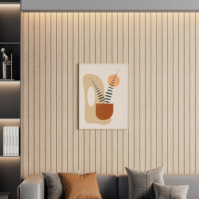 Arthome Peel and Stick Slat Wall Panels 15.7 "x120, Self-Adhesive PVC Wood - Image 3