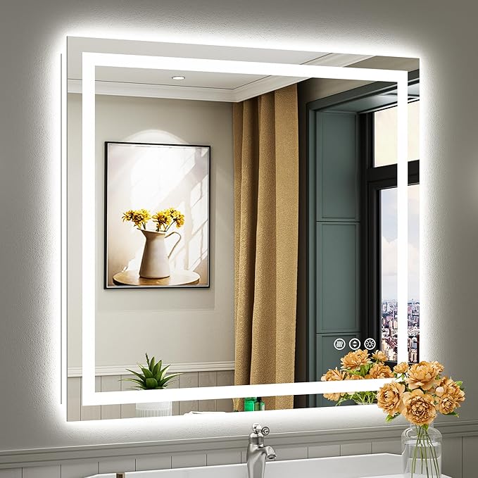 Briivue 40x38 Inch LED Bathroom Mirror by Briivuemodernmirrors