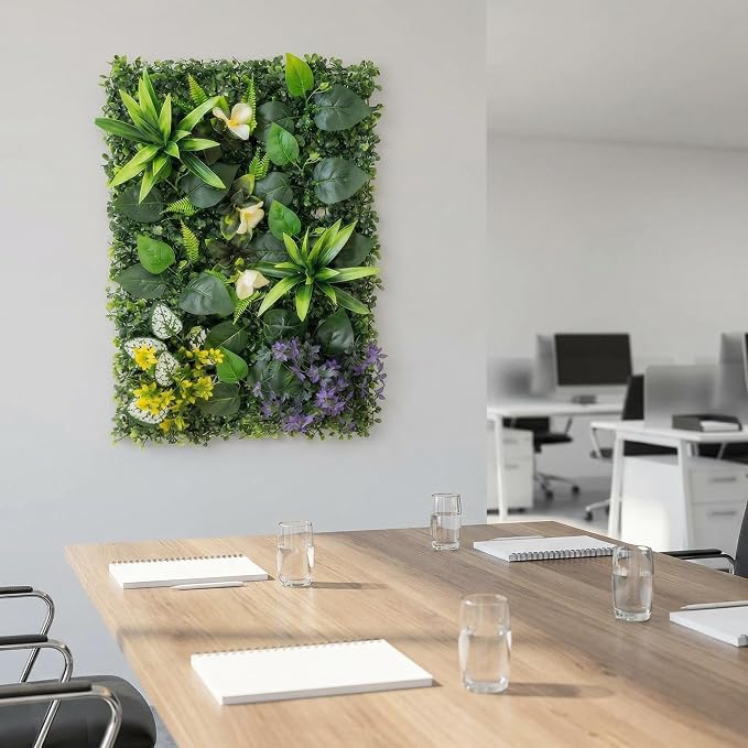 Artificial Mixed Botanical Plant Wall Panel, 24x16 in UV-Protected Faux - Image 5