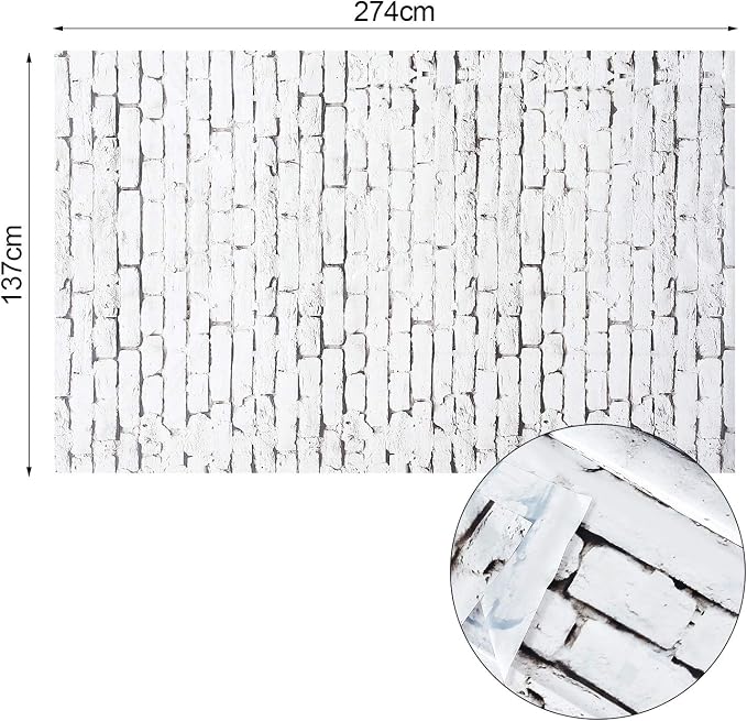 Chuangdi 2pcs 4.5 x 9 Feet Brick Wallpaper Peel and Stick Backdrop Tablecloth - Image 2