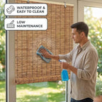 Bamboo Roller Shades for Outdoor Patio, Waterproof Sun Shades Privacy Blinds - Image 4