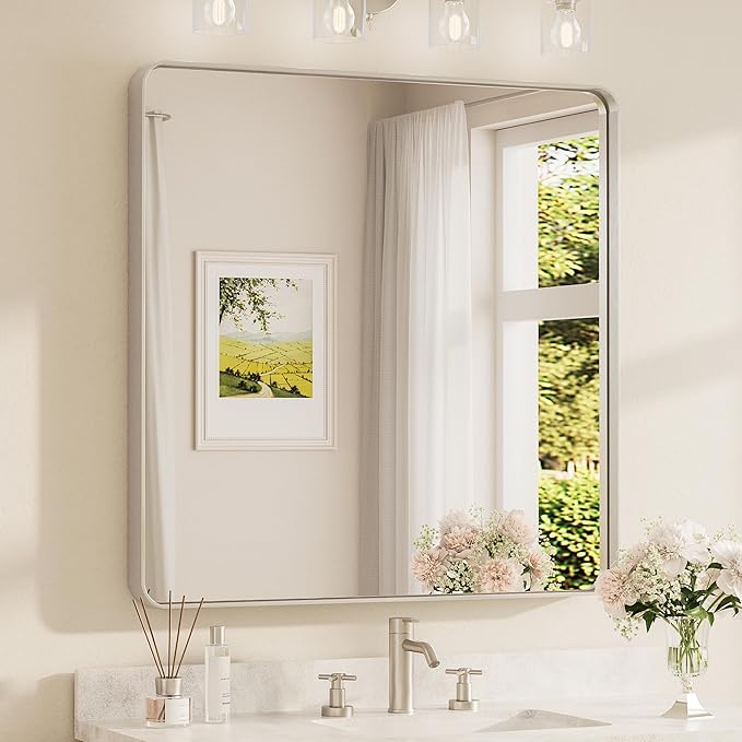 TETOTE Brushed Nickel Mirror 36 x 36 Inch by TETOTE