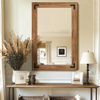 Bathroom Mirror for Wall with Wooden Frame, Vertical or Horizontal Hanging by TRAHOME