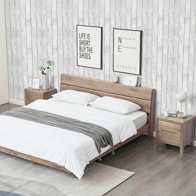 Abyssaly White Gray Wood Paper 35.4 in X 196 in Self-Adhesive Removable Peel - Image 8