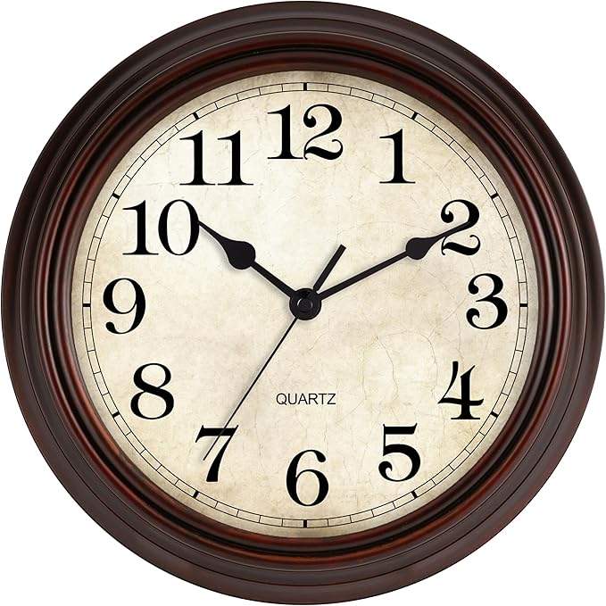 Wall Clock, Bronze Silent Non Ticking Classic Battery Operated Clocks, by HYLANDA