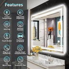 48x30 LED Bathroom Mirror with Lights, Backlit and Front Lit Anti-Fog Lighted - Image 2