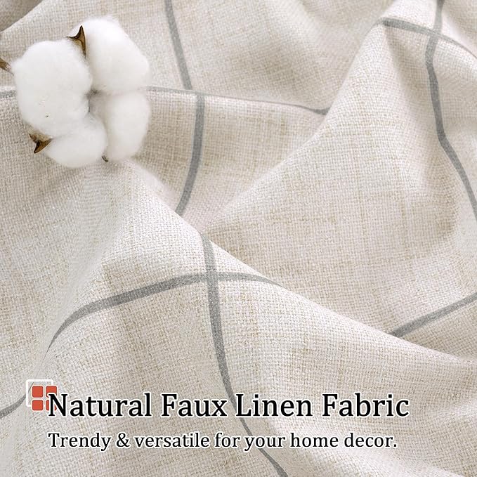 Lajode Grey Plaid Patterned Curtains Thermal Insulated - Image 5