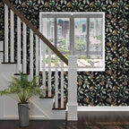 Black Green Floral Peel and Stick Wallpaper, 17.5" x 197" Vintage Dark Green - Image 4