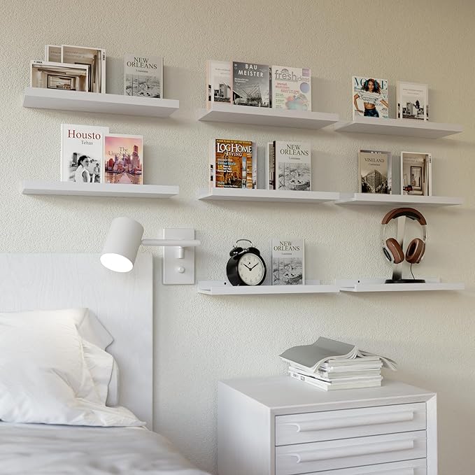 RICHER HOUSE 8 Set Floating Wall Mounted Shelves, Nursery Hanging Book Shelves - Image 2