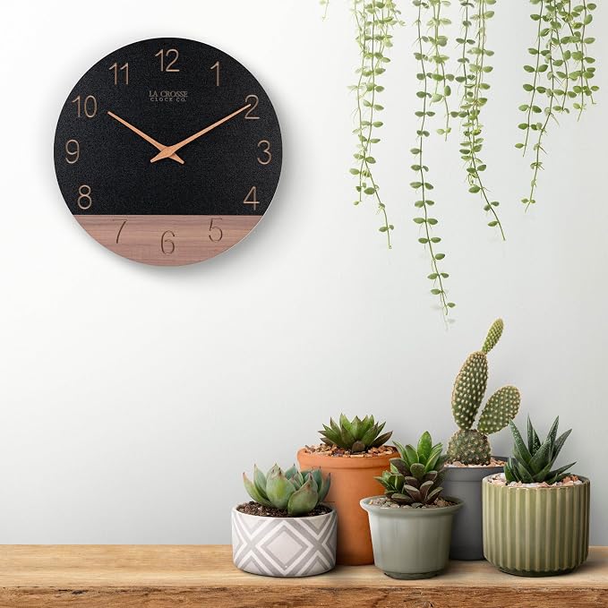 La Crosse Clock 404-3630C 12 inch Dark Sierra Wood Analog Quartz Wall Clock - Image 8