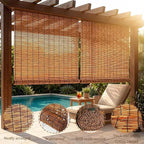Bamboo Roller Shades for Outdoor Patio, Waterproof Sun Shades Privacy Blinds - Image 3