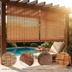 Bamboo Roller Shades for Outdoor Patio, Waterproof Sun Shades Privacy Blinds - Image 3
