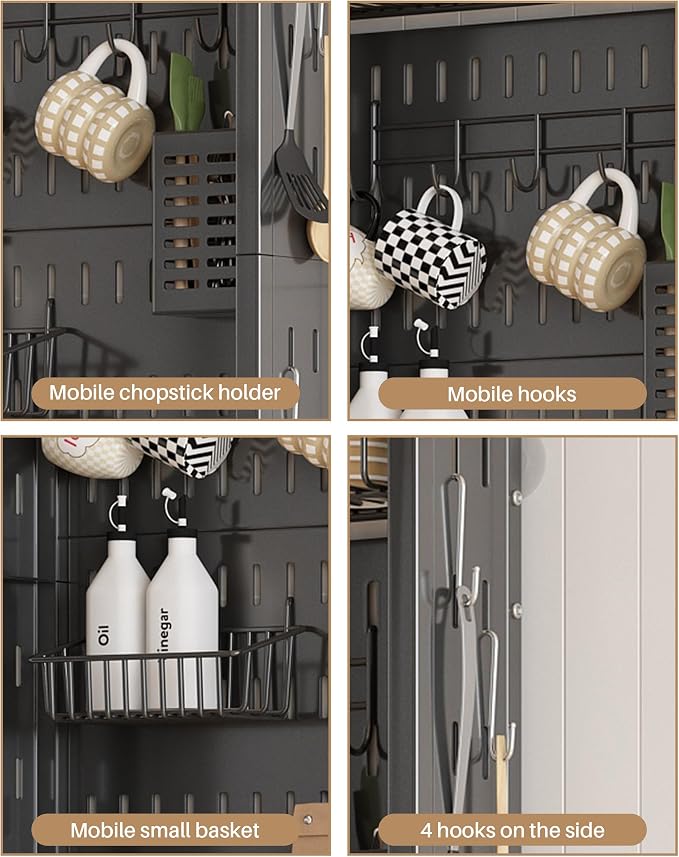 UMDONX Behind The Door Bathroom Shelf Narrow 4-Tier, Metal Storage Rack - Image 7