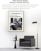 iHery Every Hour is Happy Hour Framed Trendy NewsPaper Wall Art, Natural OAK - Image 4