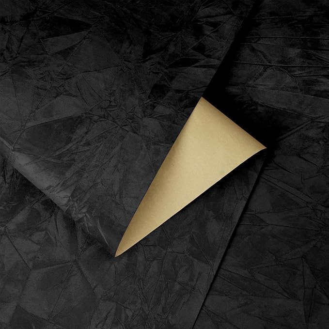 YENHOME 30"X200" Black Velvet Wallpaper Peel and Stick Black Vintage Velvet - Image 7