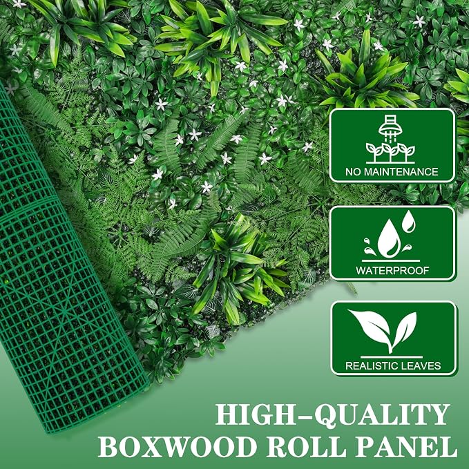 Grooy Grass Wall, Artificial Boxwood Panels 40"x120", Privacy Hedge Fence Screen - Image 6