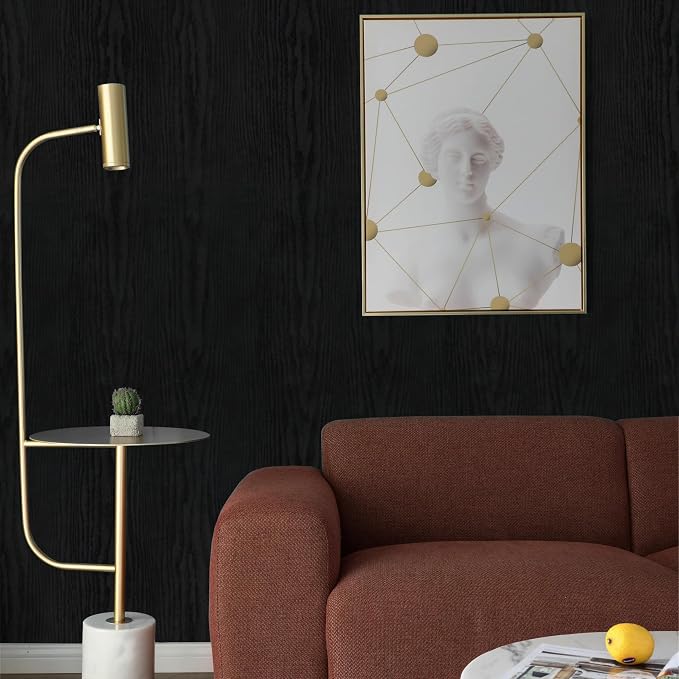 Vinjiasin Peel and Stick Wallpaper Black Wallpaper Black Wood Contact Paper - Image 9