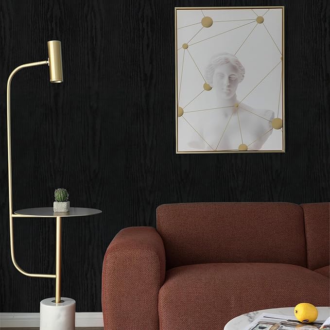 Vinjiasin Black Wallpaper Wood Grain Contact Paper Peel and Stick Wall Paper - Image 3