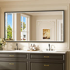 Keonjinn 72" x 36" Large Black Bathroom Vanity Mirror, Brushed Black Framed by Keonjinn