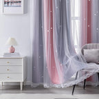 XiDi Curtains for Bedroom Decor, Rainbow Pink-Grey-34-90 - Image 4