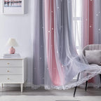 XiDi Curtains for Bedroom Decor, Rainbow Pink-Grey-34-90 by Addsomecolortolife