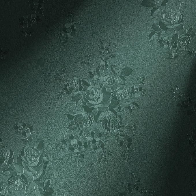 Erfoni 118"x17.7" Dark Green Wallpaper Thicken Floral Embossed Contact Paper by Erfoni
