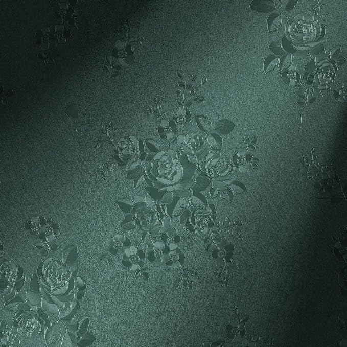 Erfoni 394"x17.7" Dark Green Floral Embossed Wallpaper by Erfoni