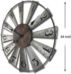 Mrocioa 24inch Windmill Distressed Metal Wall Clocks Rustic Large Decorative - Image 2