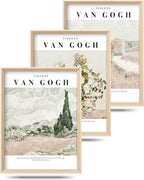 HesenDot Van Gogh High Framed Wall Art Set of 3, 12x16in Neutral Floral Canvas by HesenDot