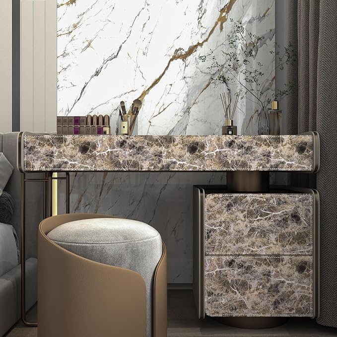 BAYYA Extra Wide Marble Granite Peel and Stick Wallpaper Brown Thicken - Image 5