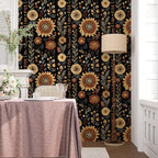 Boho Dark Floral Peel and Stick Wallpaper, Vintage Black Brown Flower Pattern - Image 6