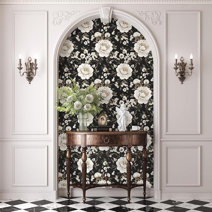 Laatse Boho Wallpaper Peel and Stick Dark Floral Wallpaper - Image 4