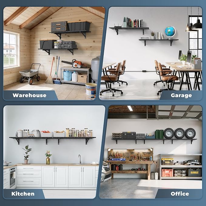 Jusgym 2 Pack Heavy Duty Garage Wall Shelving Set, Wall Mounted Garage Shelves - Image 7
