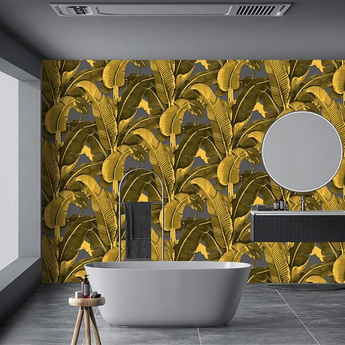 Vintage Gold Banana Leaf Bathroom wallpeper Living Room Bedroom Tropical Plant - Image 4