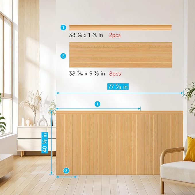 PS Wainscoting Wall Panel Kit, Paintable Waterproof PS Panels - Image 3