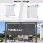 Custom Size Gray Patio Shades Roll up Outdoor Roller Shade Crank Wand Blind - Image 4