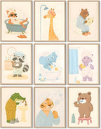 tgguytiy Kids Bathroom Wall Art Set of 9 Cute Animal Bathroom Decor by Unknown