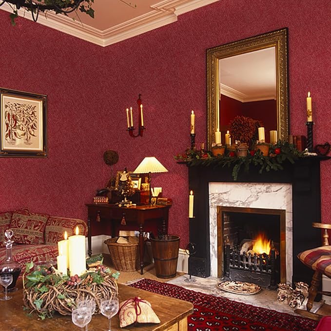 Dark Red Peel and Stick Self Adhesive Wallpaper - Image 3