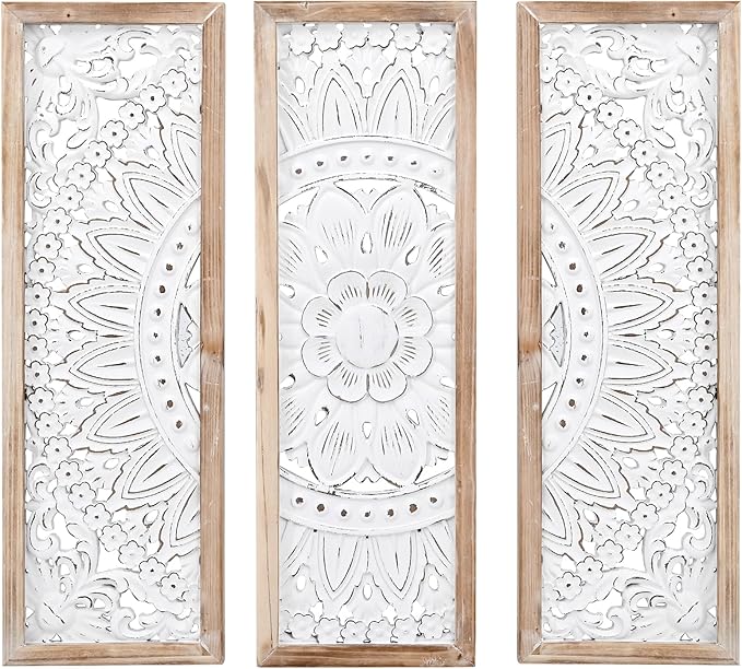 SwallowLiving 3D Layered Mandala Wood Wall Art Set of 3 – 23.6" Large Sacred by SwallowLiving