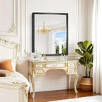 Black Bathroom Mirror, 36 x 30 Inch Brushed Black Rectangle Mirrors - Image 3