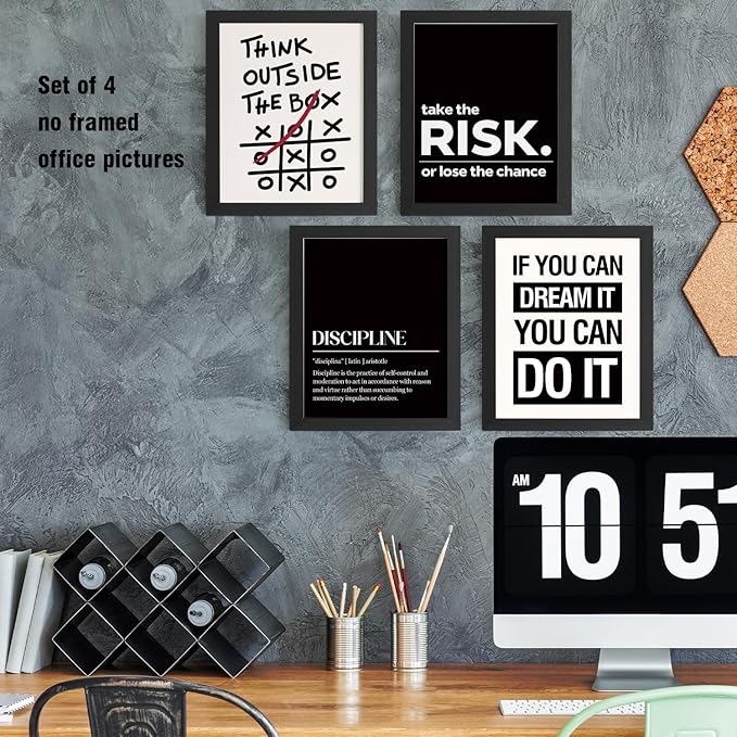 DSHFG Inspirational Office Motivational Wall Art Decor Prints Set of 4 - Image 5