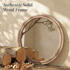 36" Large Round Wood Mirror for Living Room Fireplace, Big Solid Wood Wall - Image 4