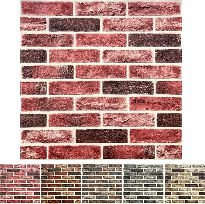 20-Pack 104 Sq.Ft 3D Wall Panels Peel and Stick 3D Faux Brick Wallpaper Peel by YLLYLL
