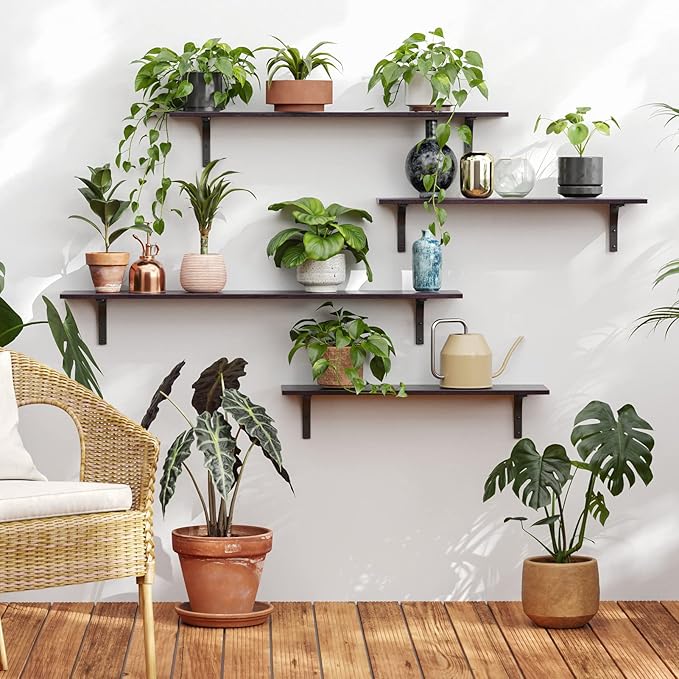 DINZI LVJ Long Wall Shelves, 31.5 Inch Wall Mounted Shelves Set of 2, - Image 4